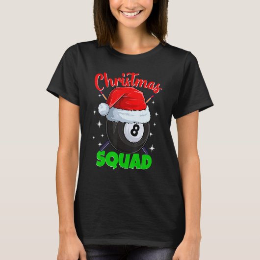 Billiards 8 Ball Christmas Squad Pool Balls Billia Tシャツ (正面)