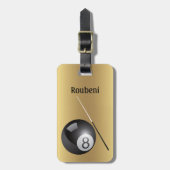 Billiards ball and cue Elegant Personalize ラゲッジタグ (正面縦)