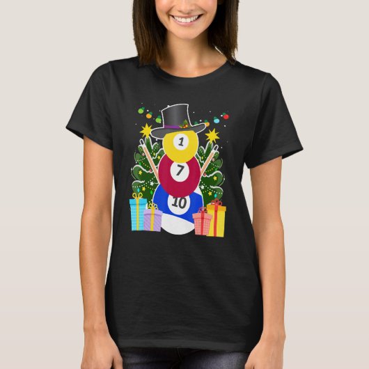 Billiards balls billiards snowman billiards Billia Tシャツ (正面)
