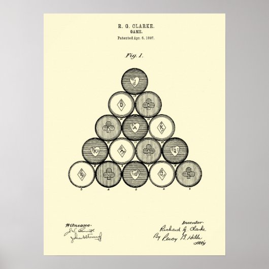 Billiards Balls Patent Wall art PRint #1 ポスター (正面)