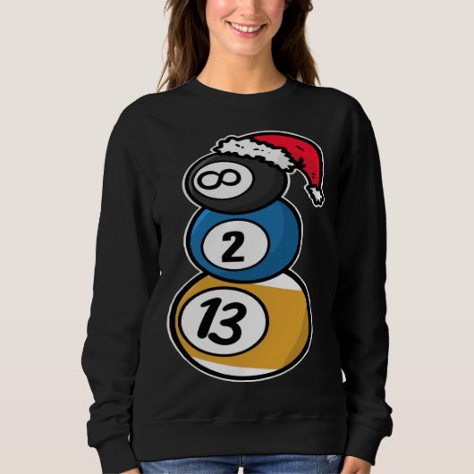 Billiards Christmas Snowman with Pool Table Balls  スウェットシャツ (正面)