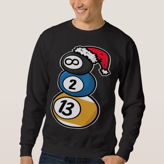 Billiards Christmas Snowman with Pool Table Balls  スウェットシャツ (正面)