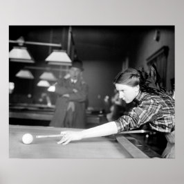 Billiards Game, 1910. Vintage Photo ポスター