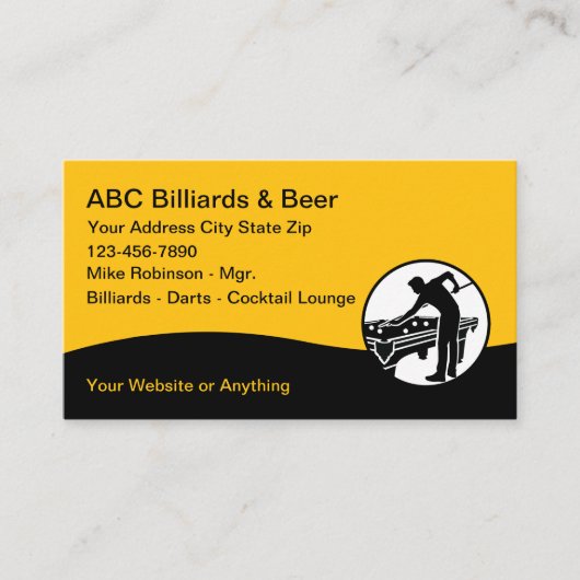 Billiards Hall And Lounge Business Cards 名刺 (正面)