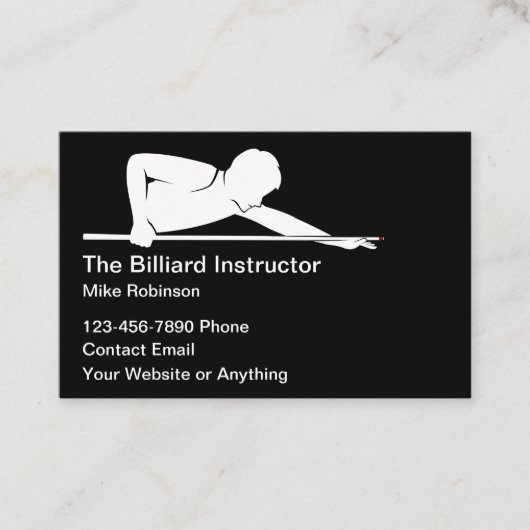 Billiards Instructor Lessons Simple Business Cards 名刺 (正面)