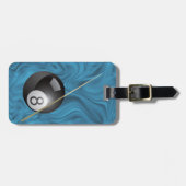 Billiards - Large ball with Brown Cue Stick ラゲッジタグ (正面横)