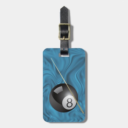 Billiards - Large ball with Brown Cue Stick ラゲッジタグ (正面縦)