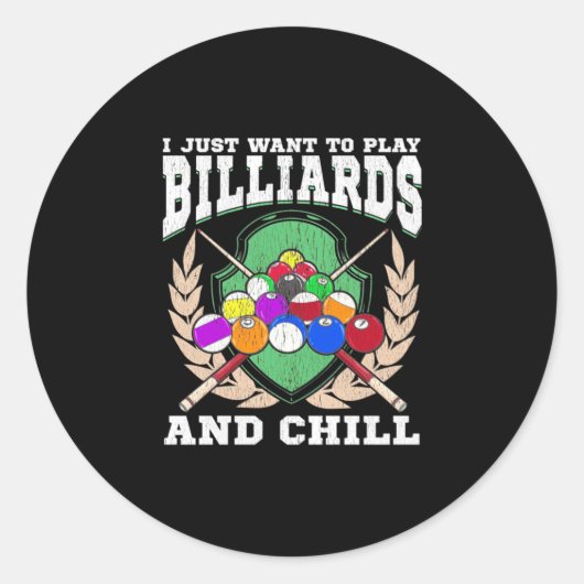 Billiards Player | Play Billiards And Chill ラウンドシール (正面)