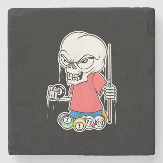 Billiards Player | Skull Billiard Player ストーンコースター (正面)