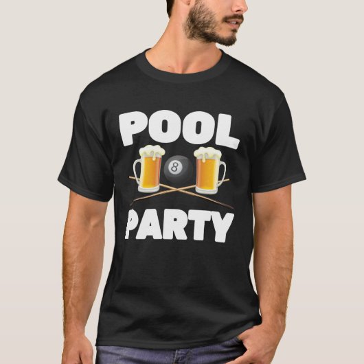 Billiards Pool Party Snooker Player Beer Bar P Tシャツ (正面)