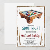 Billiards Pool Table birthday party Invitation 招待状 (正面/裏面)