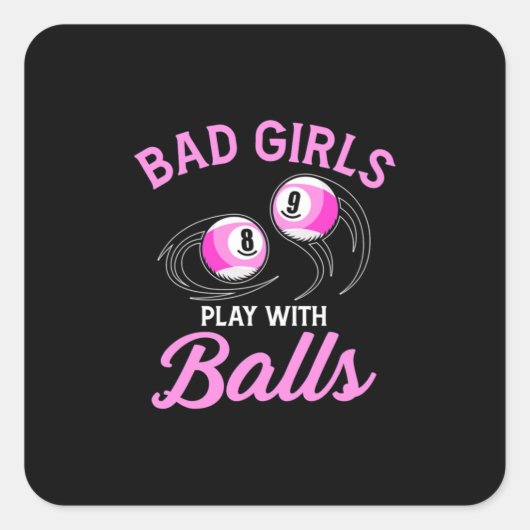 Billiards Snooker Girls Play With Billiard Balls スクエアシール (正面)
