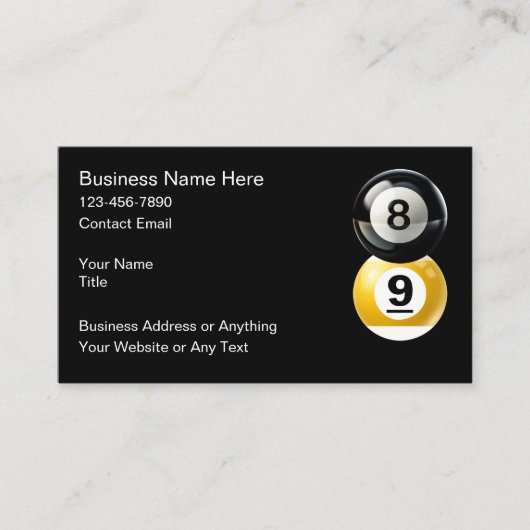 Billiards Snooker Theme Business Cards 名刺 (正面)