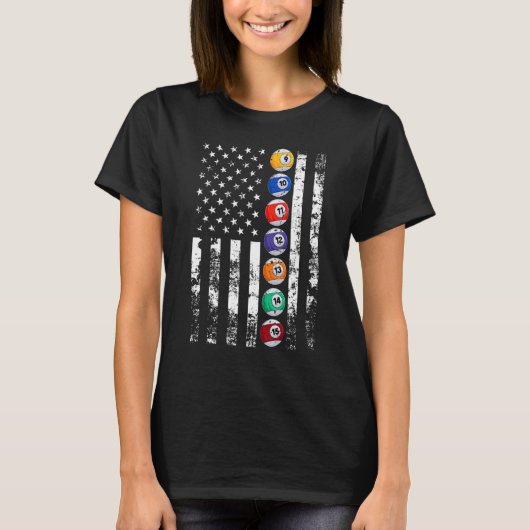 Billiards USA US American Flag Tシャツ (正面)