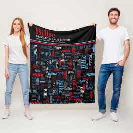 Billie名前をカスタムする(赤い青の白い黒を意味) フリースブランケット