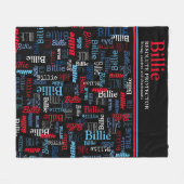 Billie名前をカスタムする(赤い青の白い黒を意味) フリースブランケット (正面(横))