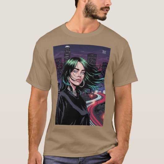 Billie Eilish Comic Art gift friends Tシャツ (正面)