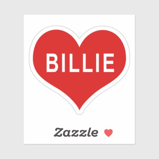 BILLIE NAME 赤い愛のハート ビニールステッカー シール (シート)