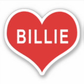 BILLIE NAME 赤い愛のハート ビニールステッカー シール (正面)