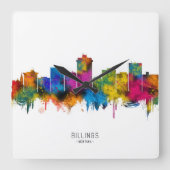 Billings Montana Skyline スクエア壁時計 (正面)