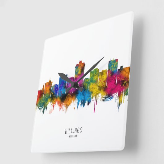 Billings Montana Skyline スクエア壁時計 (傾斜)