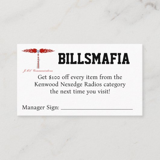 BILLSMAFIAクーポン 名刺 (正面)