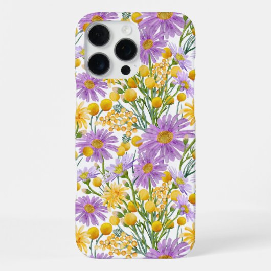 Billy Buttonsとデイジーの花の咲くデザイン iPhoneケース (裏面)