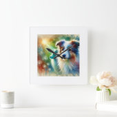 Billy dog 240624AREF116 - Watercolor スクエア壁時計 (ホーム)