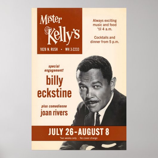Billy Eckstine jazz poster - Mister Kelly's ポスター (正面)