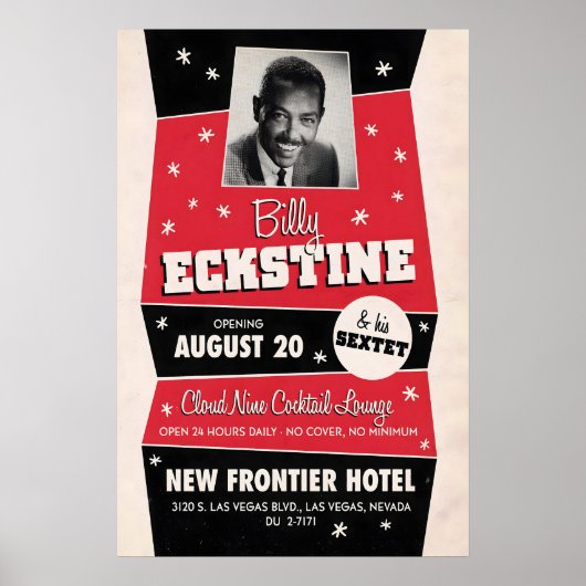 Billy Eckstine jazz poster - No Cover, No Minimum ポスター (正面)