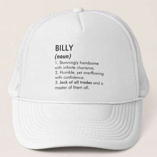 Billy name, Editable name, Custom name キャップ (正面)