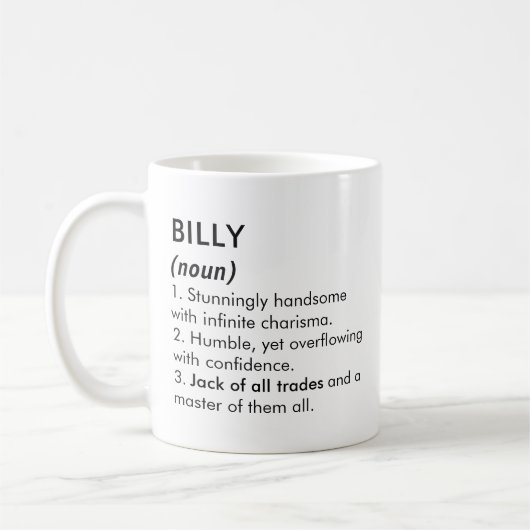 Billy name, Editable name, Custom name コーヒーマグカップ (左)