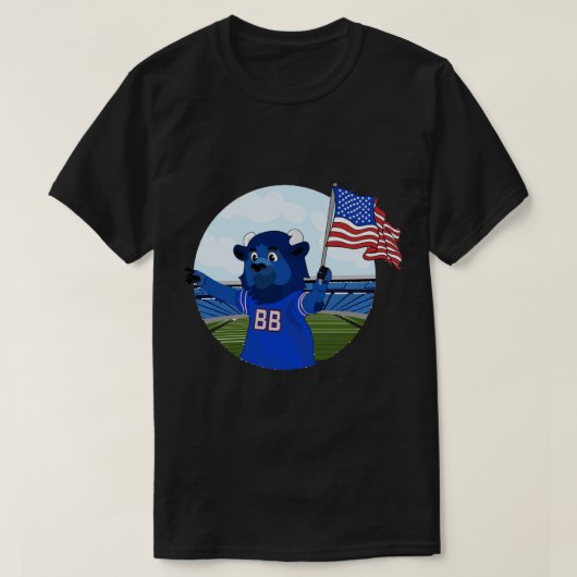 Billy the Buffalo Holding American Flag Sticker Tシャツ (デザイン正面)