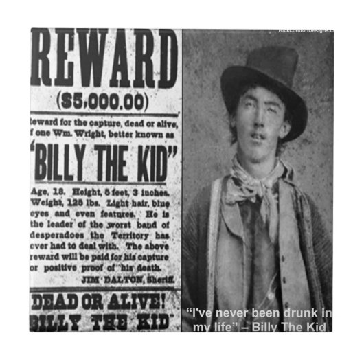 Billy The Kid Wanted Dead Or Alive ギフト & Tシャツ タイル (正面)