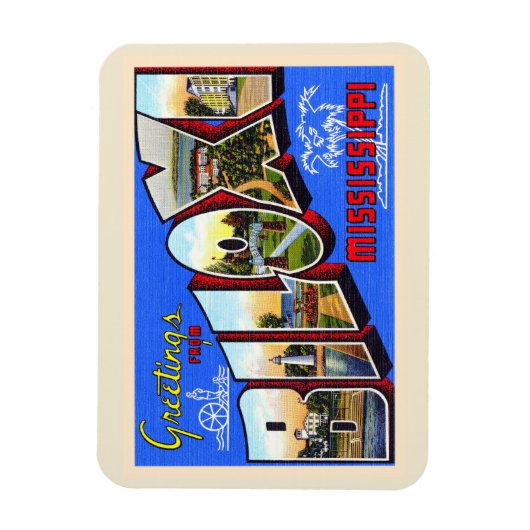 Biloxiミシシッピーヴィンテージ大文字葉書 マグネット (縦)