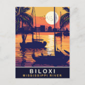 Biloxi、ミシシッピ川の夕日、旅行 ポストカード (正面)