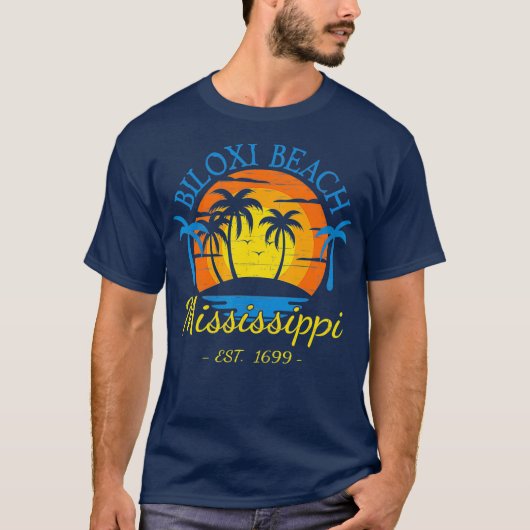 Biloxi Beach Mississippi Beach Sunset Palm Trees Tシャツ (正面)