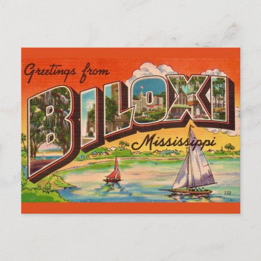 Biloxi Miss Greetings Vintage Postcard ポストカード (正面)