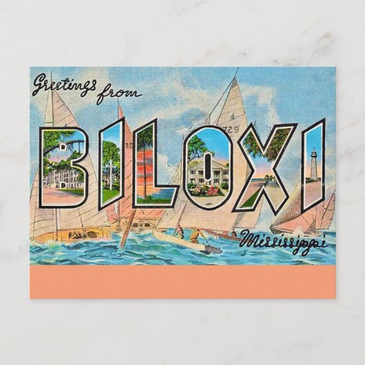 Biloxi Miss Vintage Postcard ポストカード (正面)