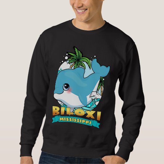 BILOXI MISSISSIPPI Cute Baby Dolphin Beach Souveni スウェットシャツ (正面)