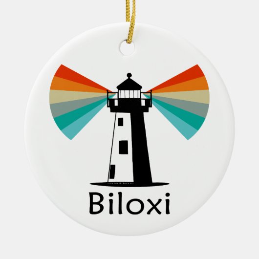 Biloxi Mississippi Lighthouse Rainbow セラミックオーナメント (正面)