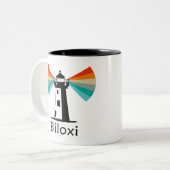 Biloxi Mississippi Lighthouse Rainbow ツートーンマグカップ (正面左)