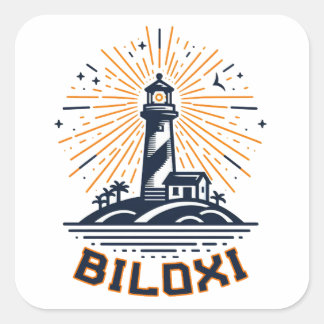Biloxi Mississippi Lighthouse Sunrise スクエアシール