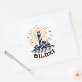 Biloxi Mississippi Lighthouse Sunrise スクエアシール (封筒)