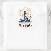 Biloxi Mississippi Lighthouse Sunrise スクエアシール (バッグ)