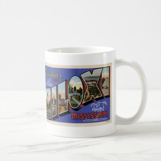 Biloxi MSのコーヒー郵便はがきのマグからの挨拶 コーヒーマグカップ (右)