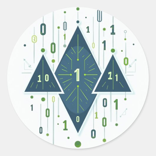 Binary Code Geometric Pattern for Programmers and  ラウンドシール (正面)