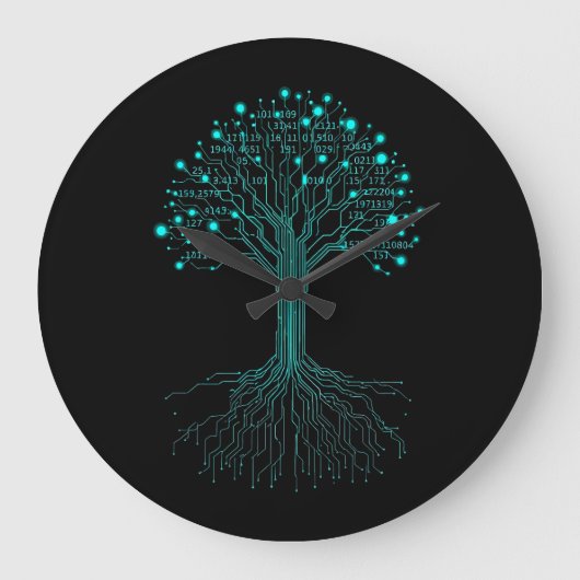 Binary Coding Programmer Graphic Design for Coders ラージ壁時計 (正面)