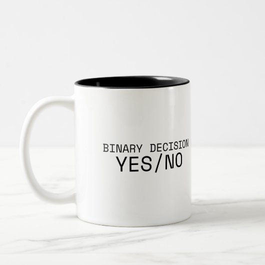 Binary Decision Yes No Minimalist ツートーンマグカップ (左)
