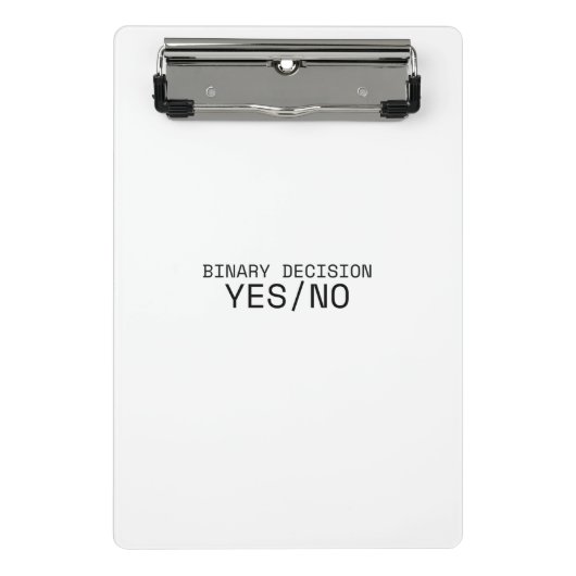 Binary Decision Yes No Minimalist Industrial  ミニクリップボード (正面)